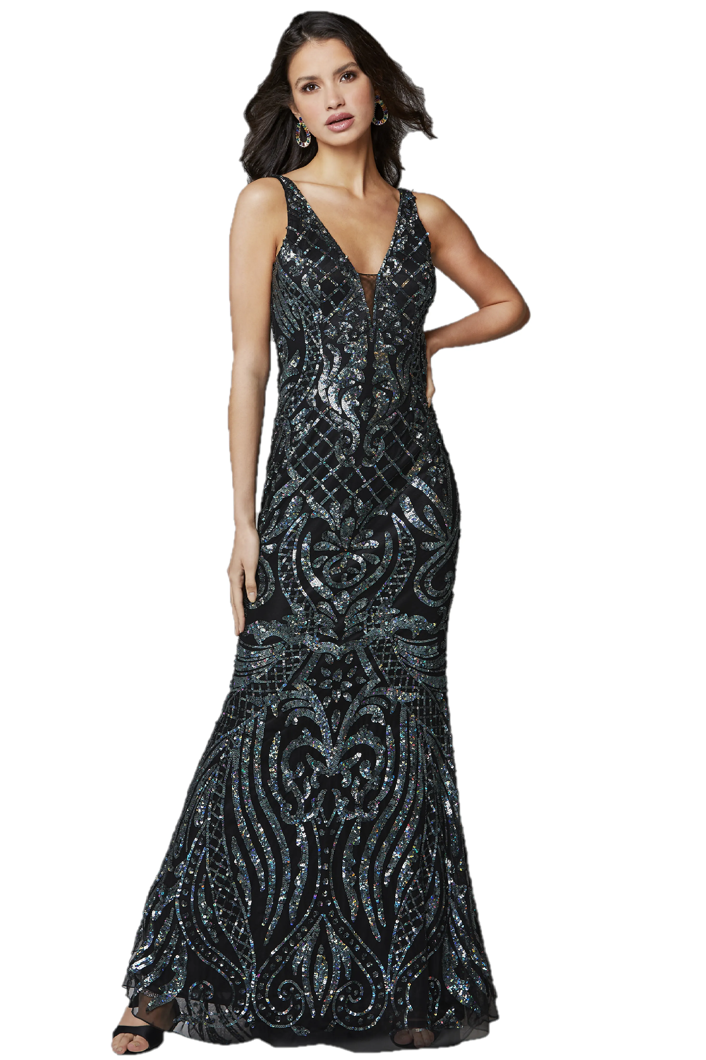Primavera Couture 3612 Size 4, 16 Long Fitted Sequin Formal Prom Dress Pageant Gown Backless