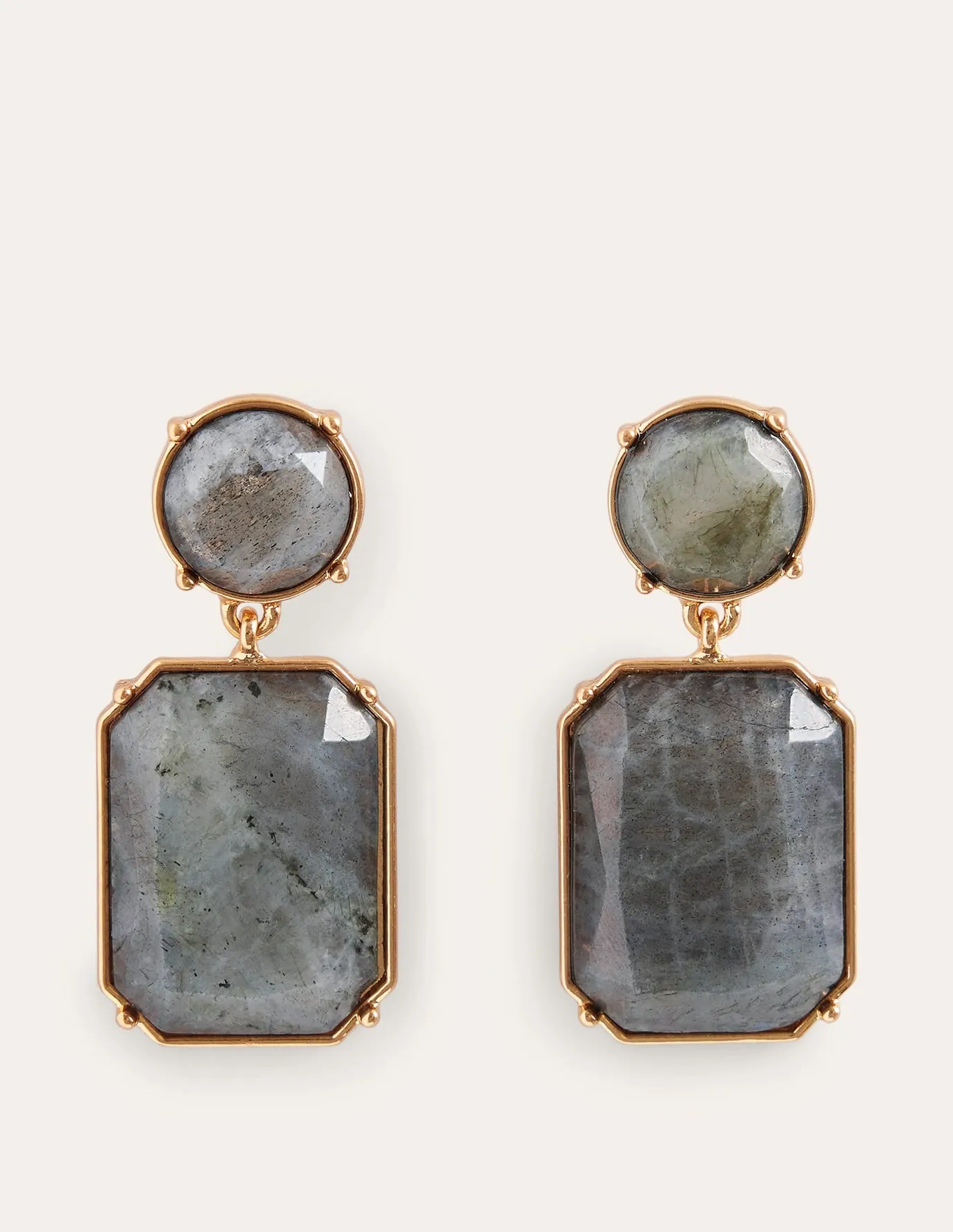 Semi-Precious Drop Earrings-Black
