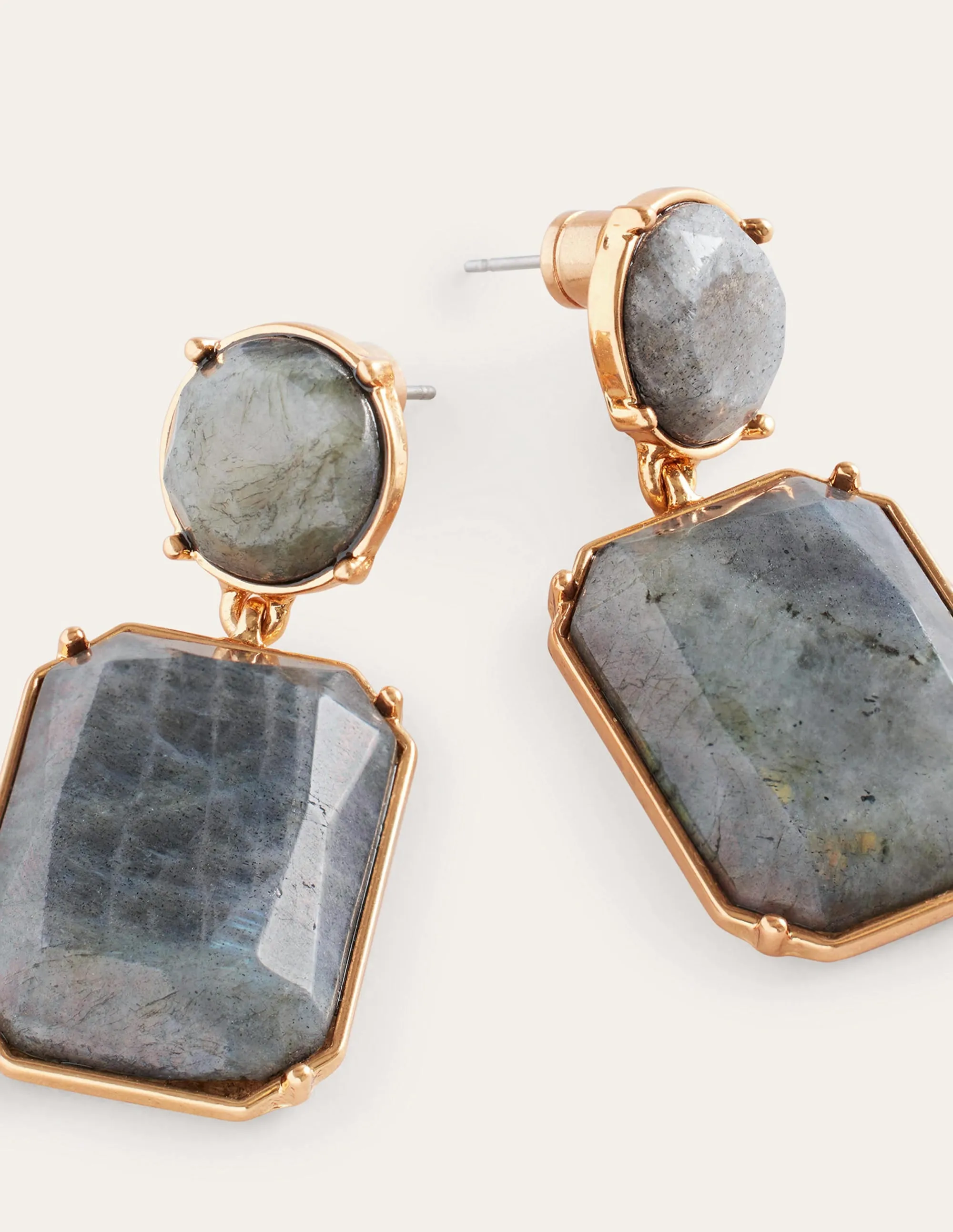 Semi-Precious Drop Earrings-Black