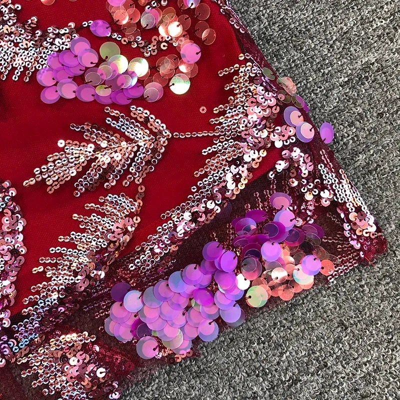 Trend4us Women's Chic Sequin Halter Evening Dress