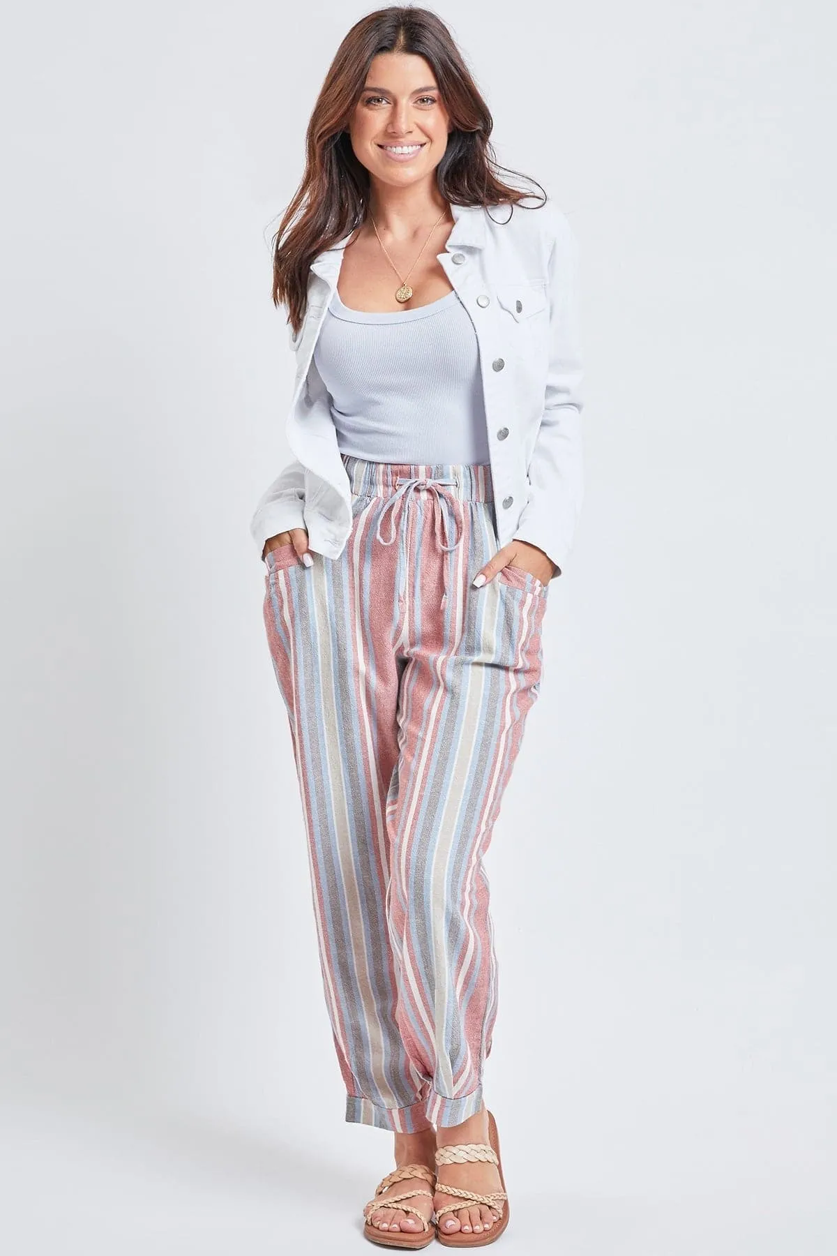 Women's Linen Joggers With Banded Hem