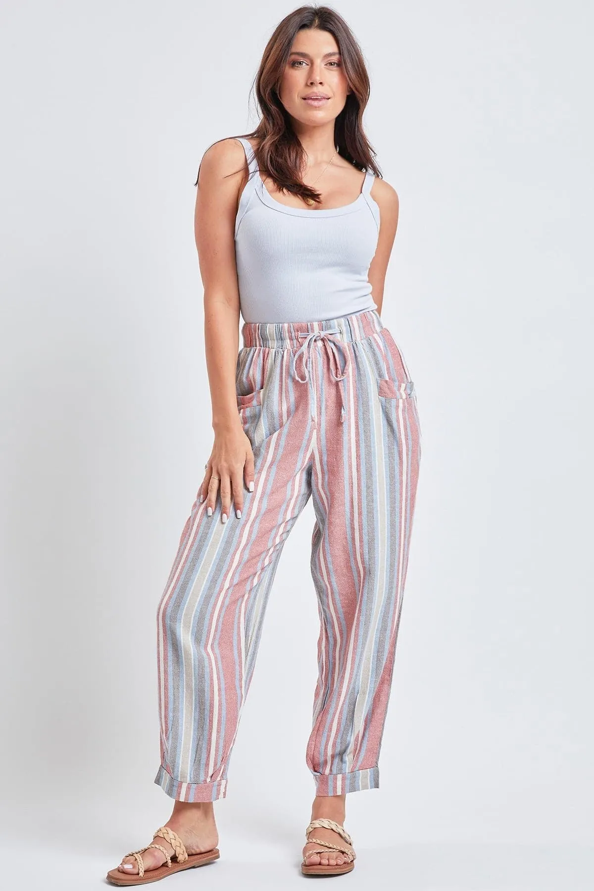 Women's Linen Joggers With Banded Hem