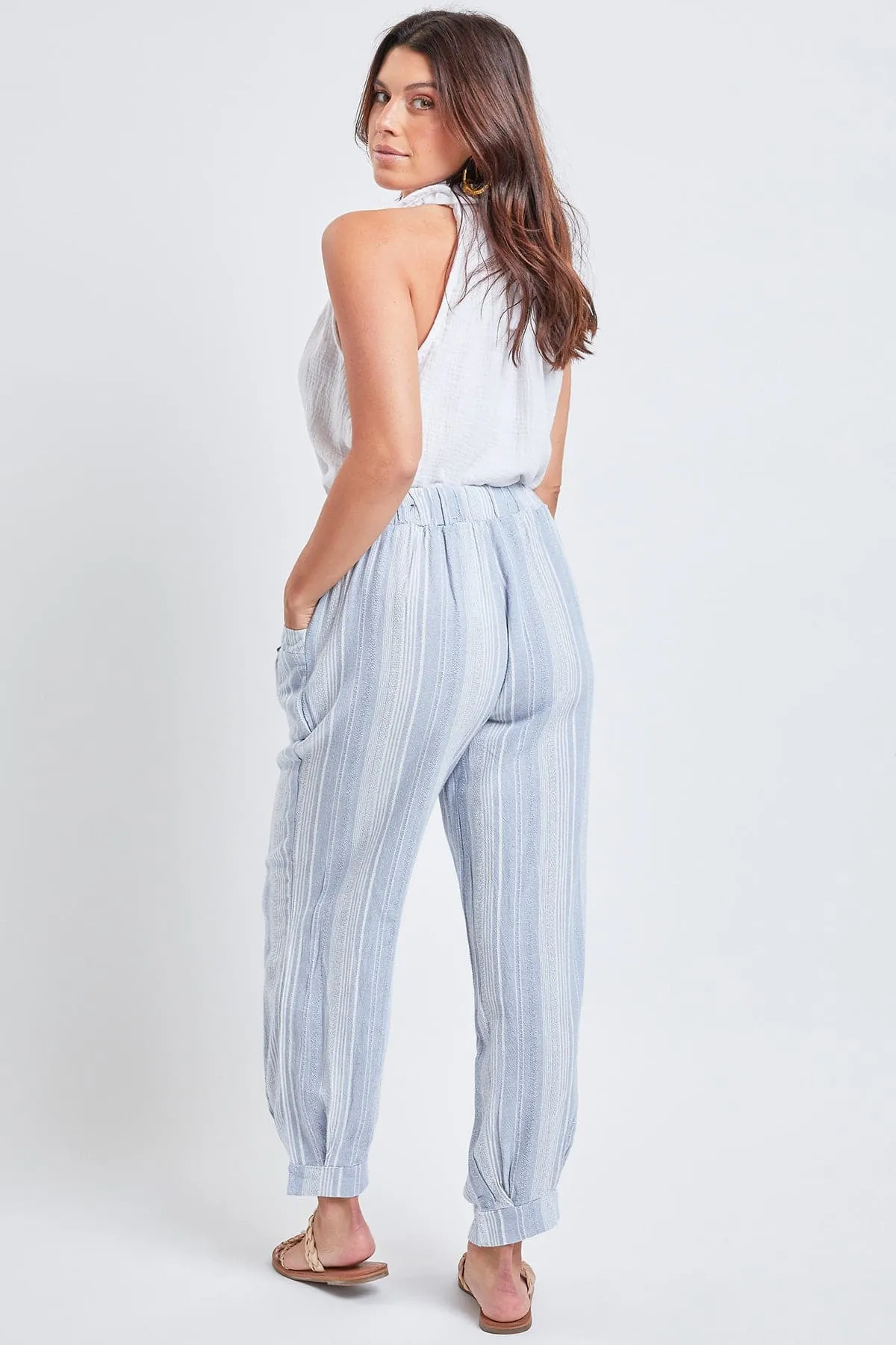 Women's Linen Joggers With Banded Hem