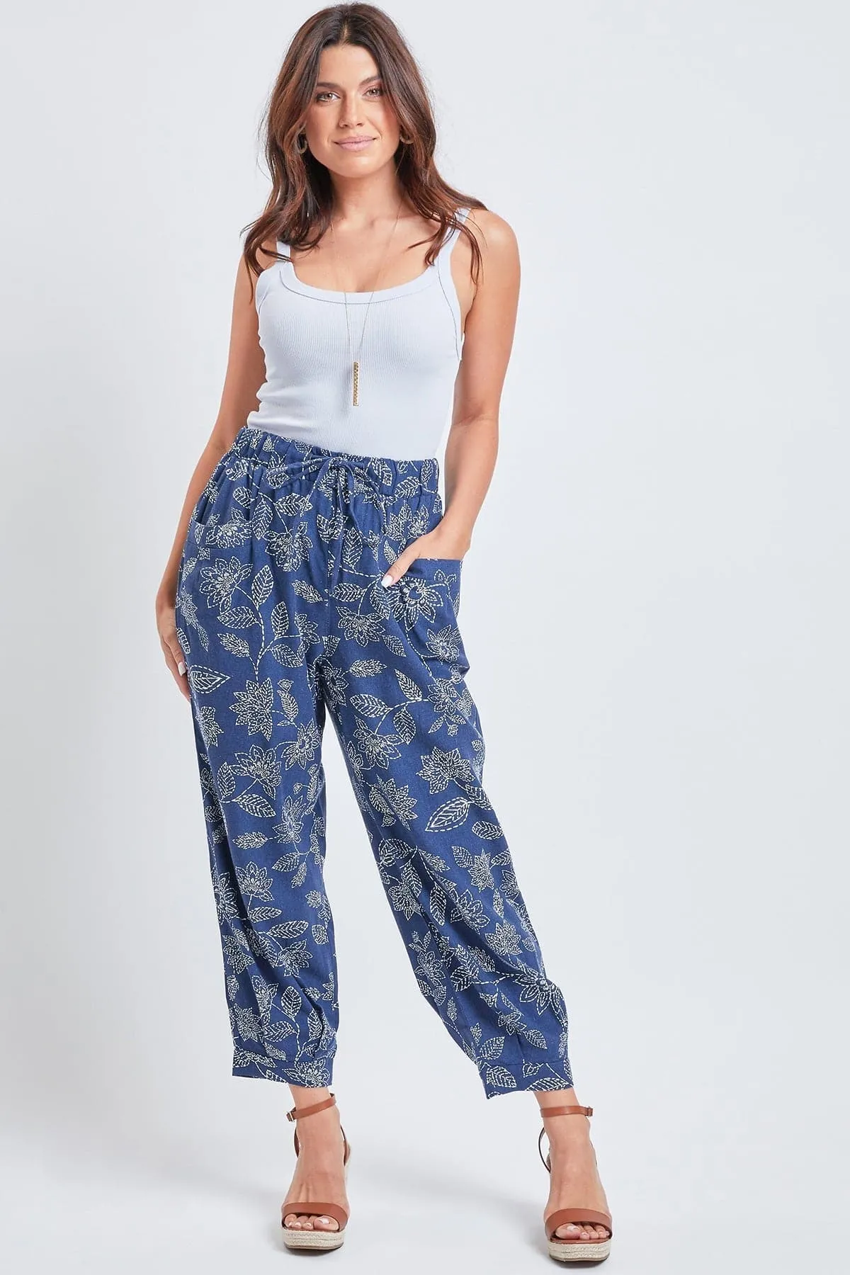 Women's Linen Joggers With Banded Hem