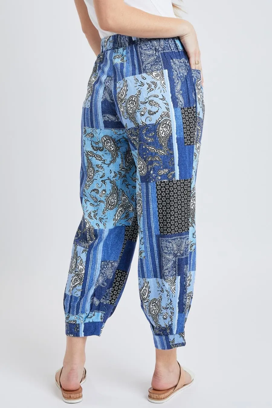 Women's Linen Joggers With Banded Hem
