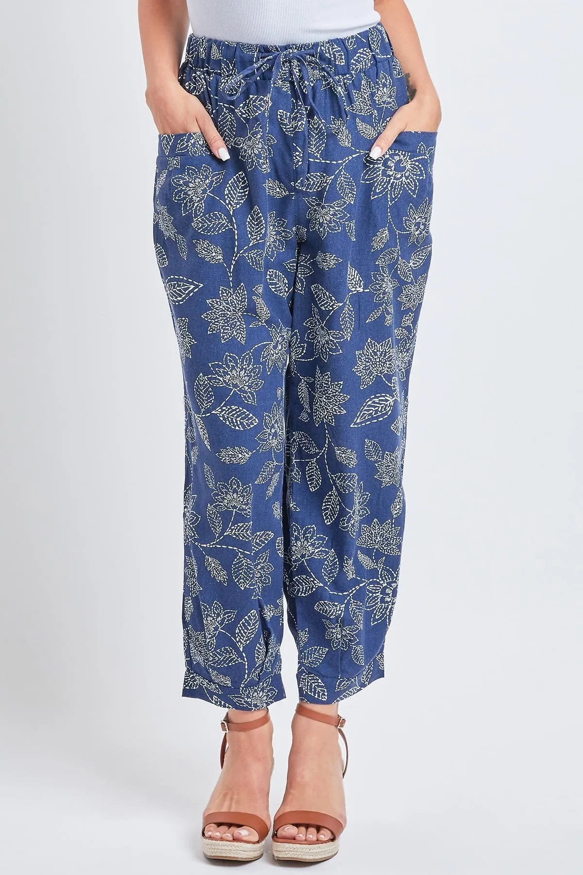 Women's Linen Joggers With Banded Hem
