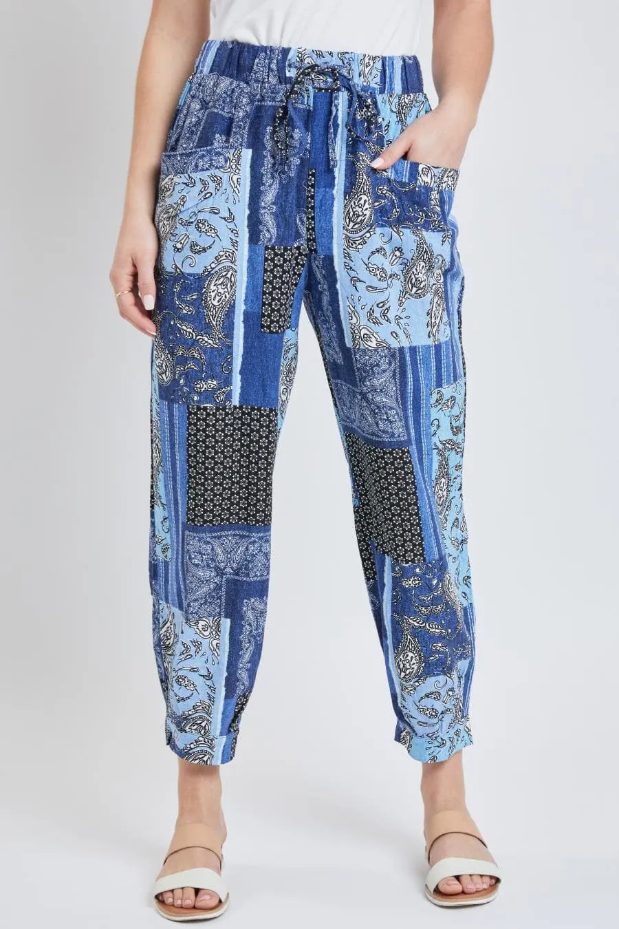Women's Linen Joggers With Banded Hem