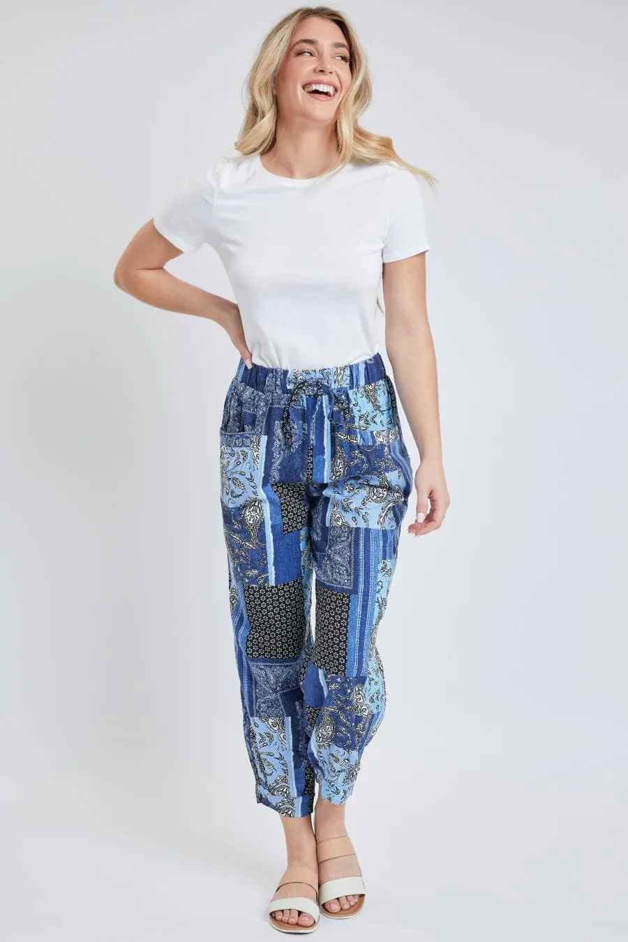Women's Linen Joggers With Banded Hem