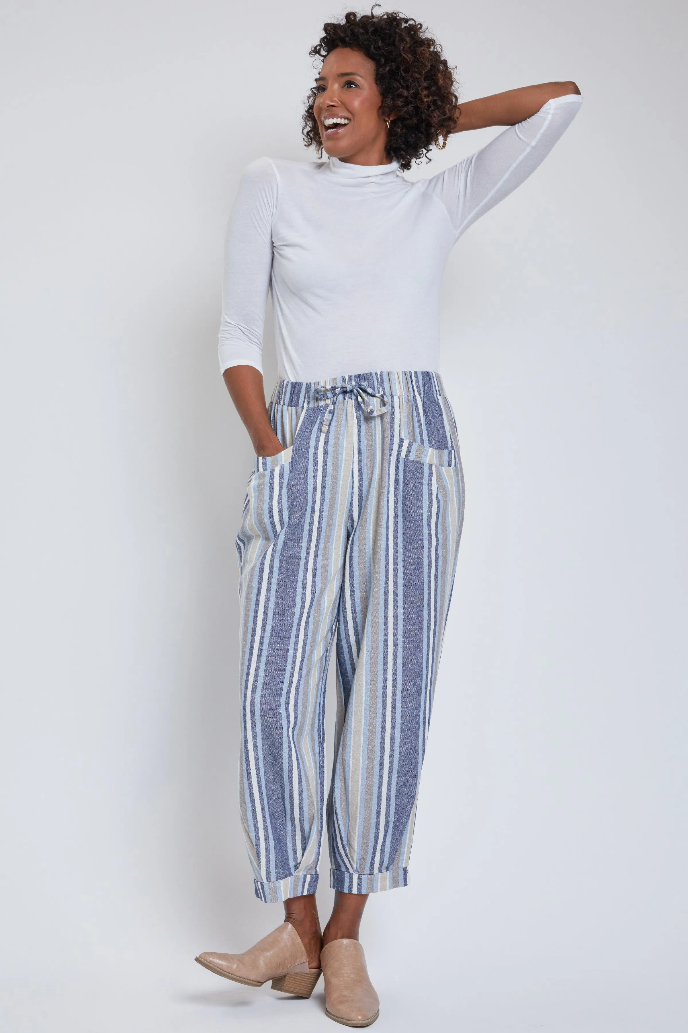 Women's Linen Joggers With Banded Hem