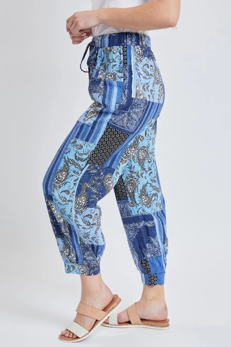 Women's Linen Joggers With Banded Hem